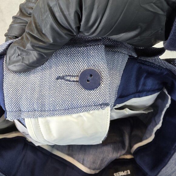 Express Pants Womens Size 12R Blue Ankle High Rise Belted Linen Blend Tapered - Picture 13 of 14